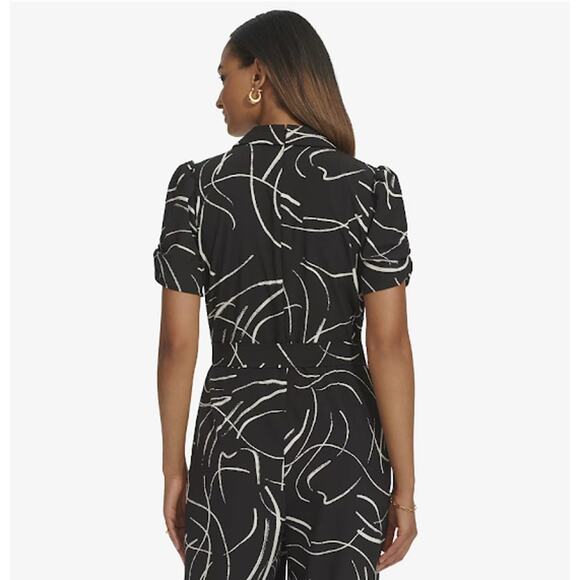 Women's HARPER ROSE Rouched Sleeve Polo black white jumpsuit size 16 - Picture 9 of 9